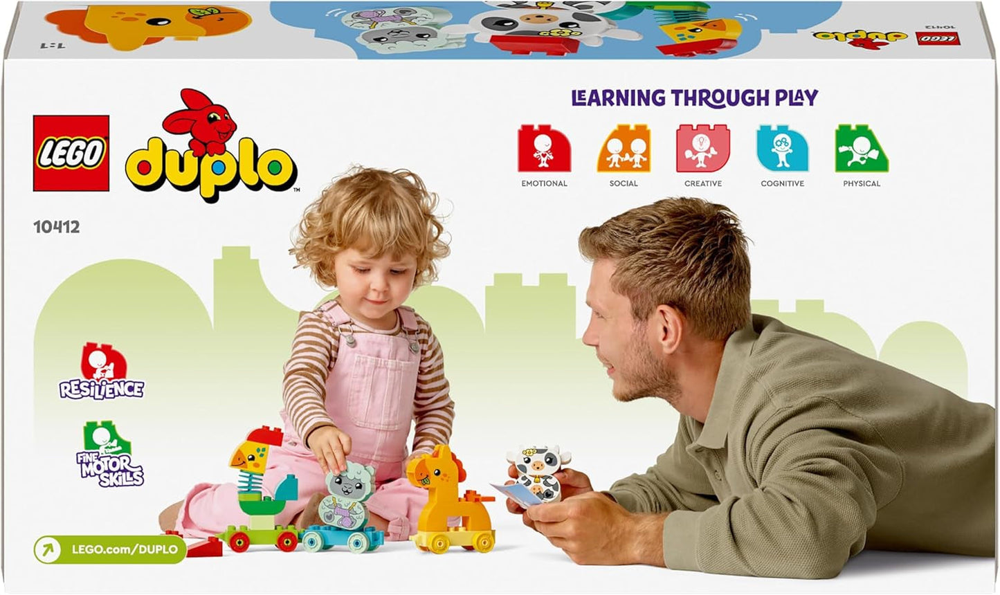LEGO DUPLO Tren de Animales, Tren de Juguete con Ruedas, Figuras de Animales de Construcción y Reconstrucción Creativas, Juguete Educativo para Niños Pequeños, Regalo de Cumpleaños para Amantes de los Animales Niñas y Niños 1½ Años 10412 Juegos de Construcción Besuche den LEGO-Store