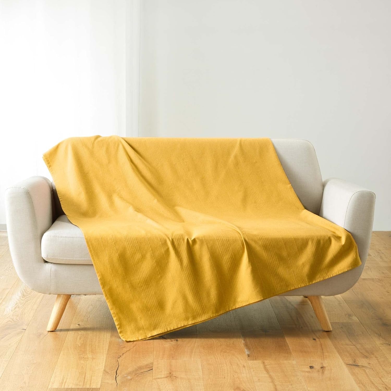 Douceur D'Intérieur, manta (220 x 240 cm) Lucile Curry, polialgodón, camas y mantas unicolor Douceur d'Intérieur Curry 220 x 240 cm