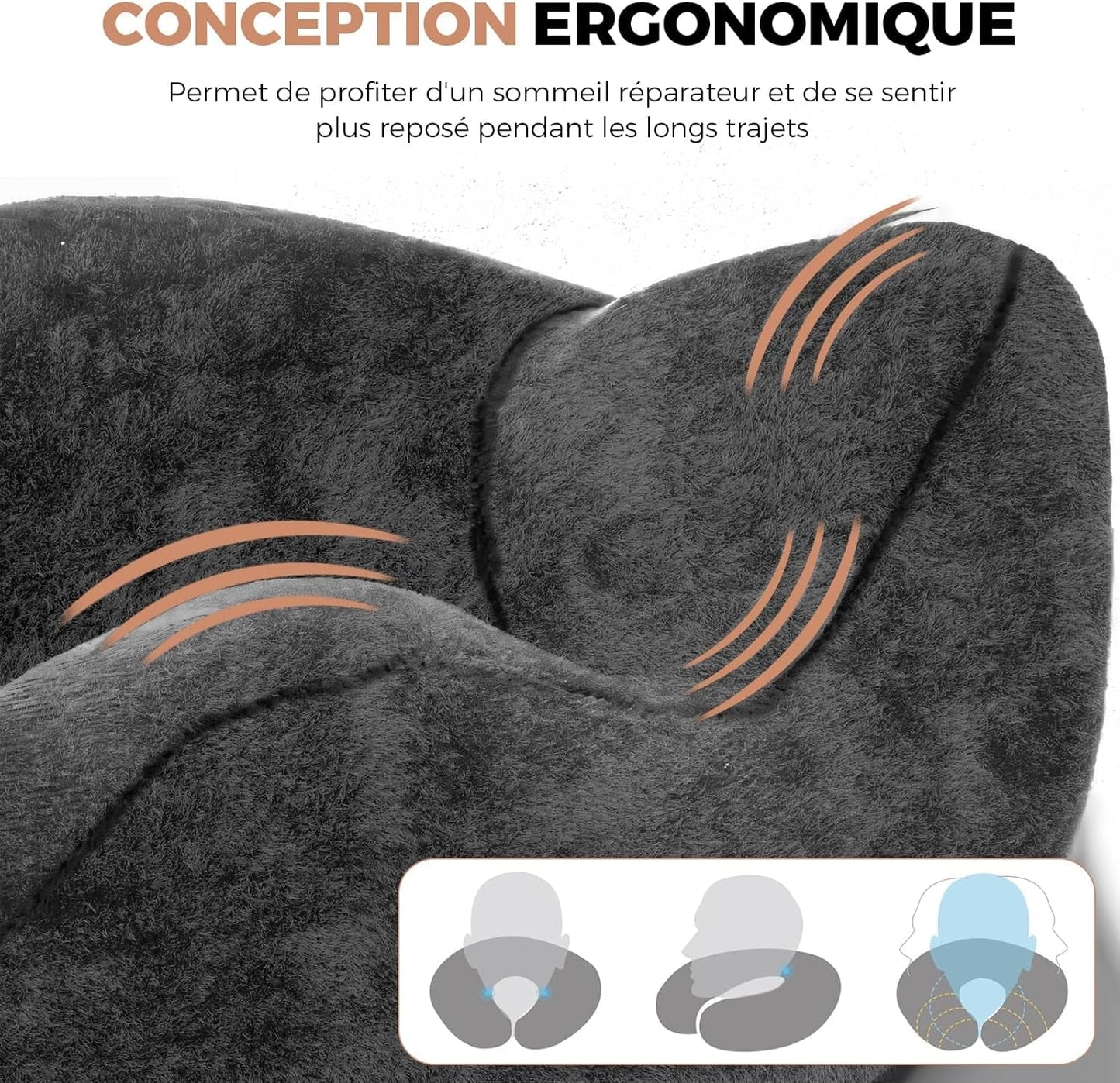 Almohada de Viaje Inflable, Almohada de Viaje con Antifaz para Dormir + Tapones para los Oídos + Bolsa de Transporte, Súper Ligera y Portátil, Ideal para Avión, Coche, Hogar, Oficina, Negro Naty Shop Almohadas de Viaje