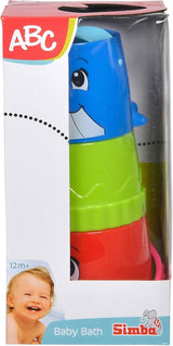 Simba 104010183 - Cubo ABC con vaso apilable, cubo y vaso de colores con chorro y noria, 3 piezas, 23cm, a partir de 12 meses Juguetes Bebé Naty Shop