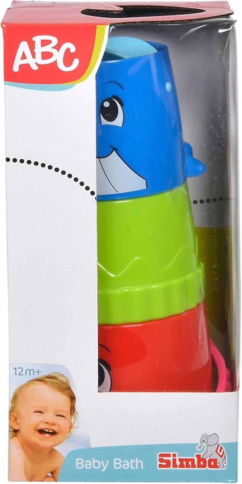 Simba 104010183 - Cubo ABC con vaso apilable, cubo y vaso de colores con chorro y noria, 3 piezas, 23cm, a partir de 12 meses Juguetes Bebé Naty Shop