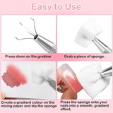 100uds Latexfrei Nailart Schwämme, Ombre Nagelschwammpinsel, Nagelschwamm Mit Metallgreifer 100 Blatt Nailart-Mischpapier Austellungsbox, Maniküre Schwamm Applikator Für Farbverlauf Nailart
