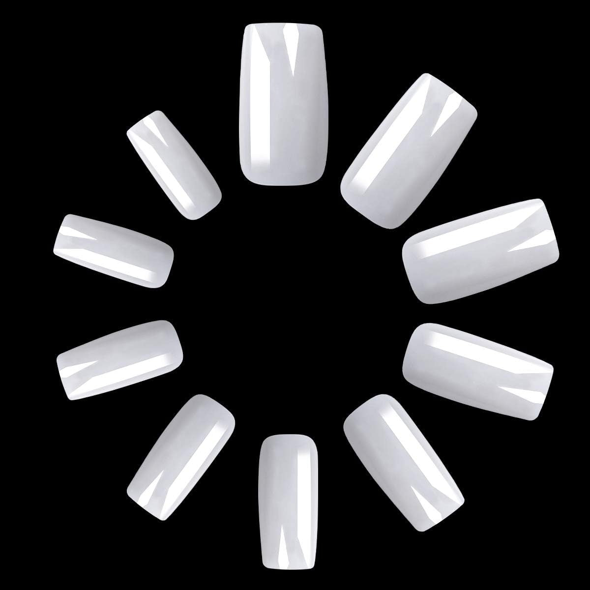500 Uds uñas artificiales postizas naturales puntas de uñas de ataúd de arte completo para mujeres y niñas