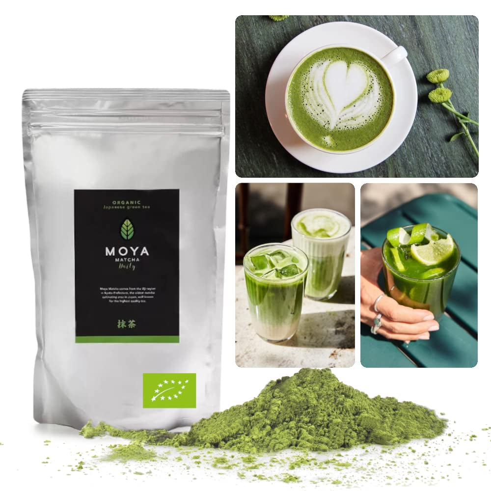 Moya Matcha Bio Té Verde Diario en Polvo | 250 g calidad diaria (III) | Perfecto para consumir con café con leche, batidos y limonadas...
