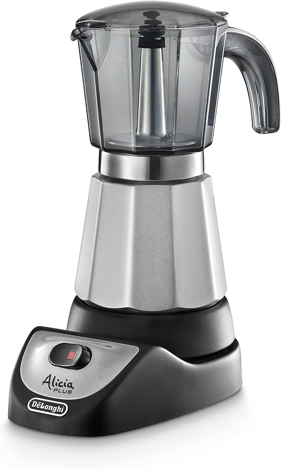 De'Longhi Alicia Plus EMKM6.B Moka Pot (giratoria 360°, 550 W) Plata-Negro