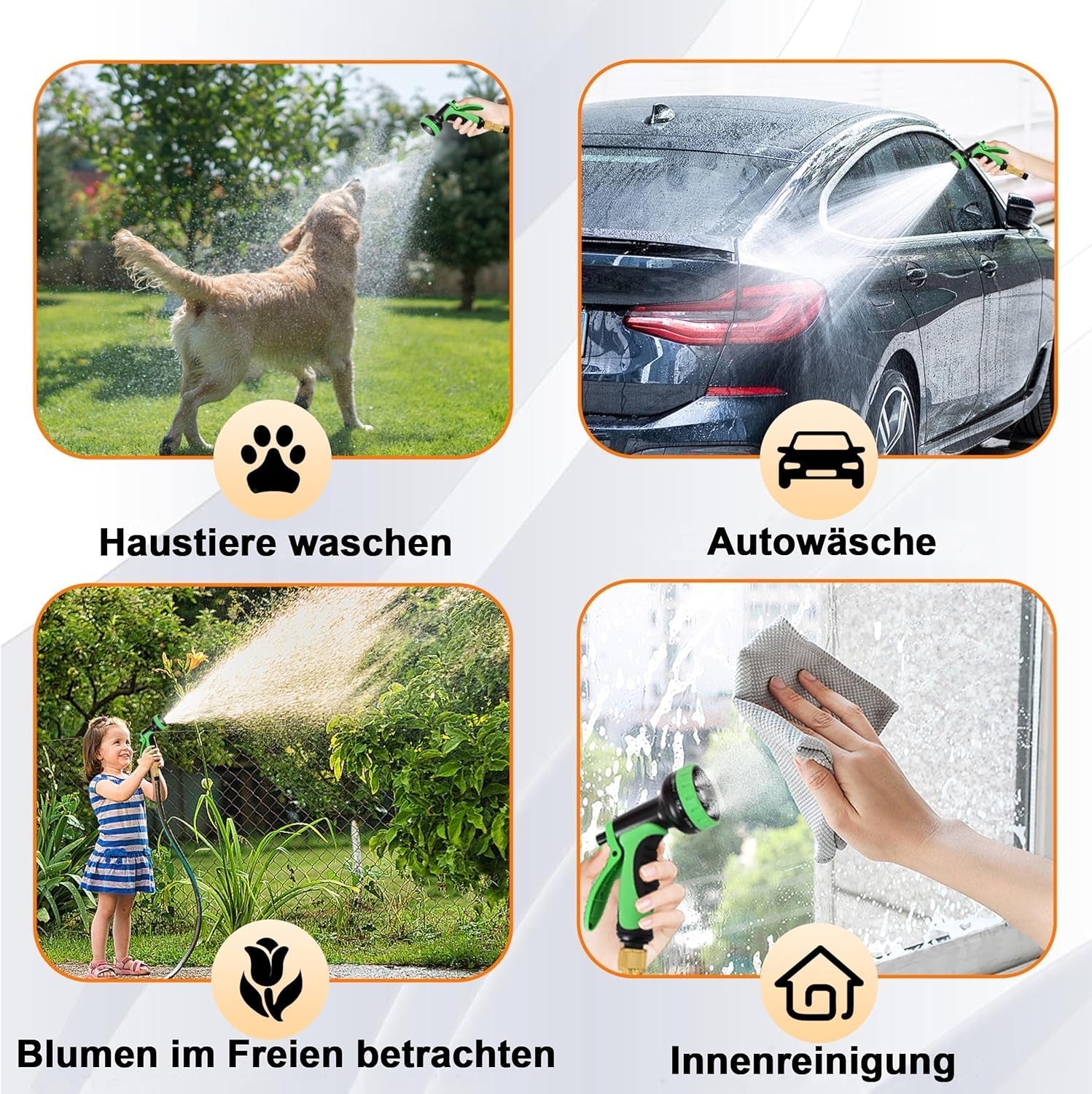 Manguera De Jardín Extensible De 45 M, Manguera De Agua Flexible Retráctil Automática, 10 Patrones De Rociado, TPE 2500D, Conectores De Metal, Para Jardines Extra Grandes, Agricultura, Limpieza