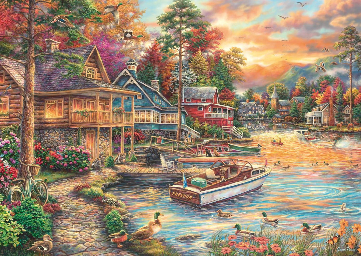 Schmidt Spiele 58553 Chuck Pinson, La orilla del atardecer dorado, rompecabezas de 1000 piezas Puzzle Naty Shop