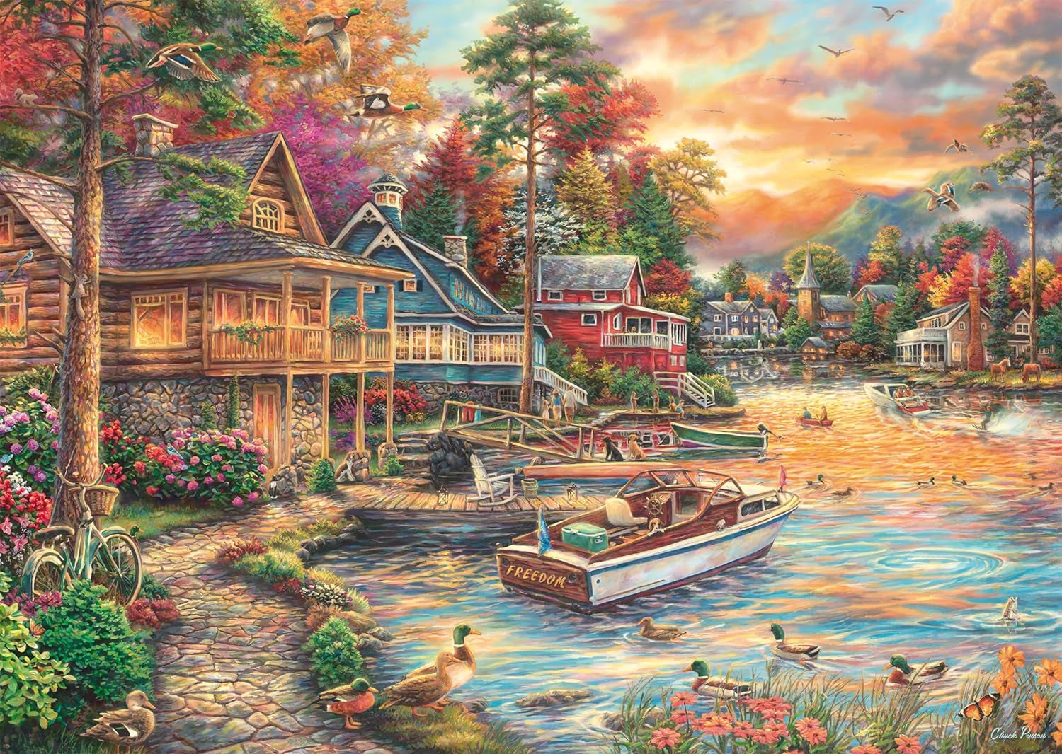 Schmidt Spiele 58553 Chuck Pinson, La orilla del atardecer dorado, rompecabezas de 1000 piezas Puzzle Naty Shop