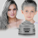 COLAYERIST Cera para tinte de cabello negro lavable temporal para hombres y mujeres Máscara para el cabello para fiestas o cosplay Productos para teñir el cabello sin desorden Naty Shop Tinte para el cabello Gris plateado