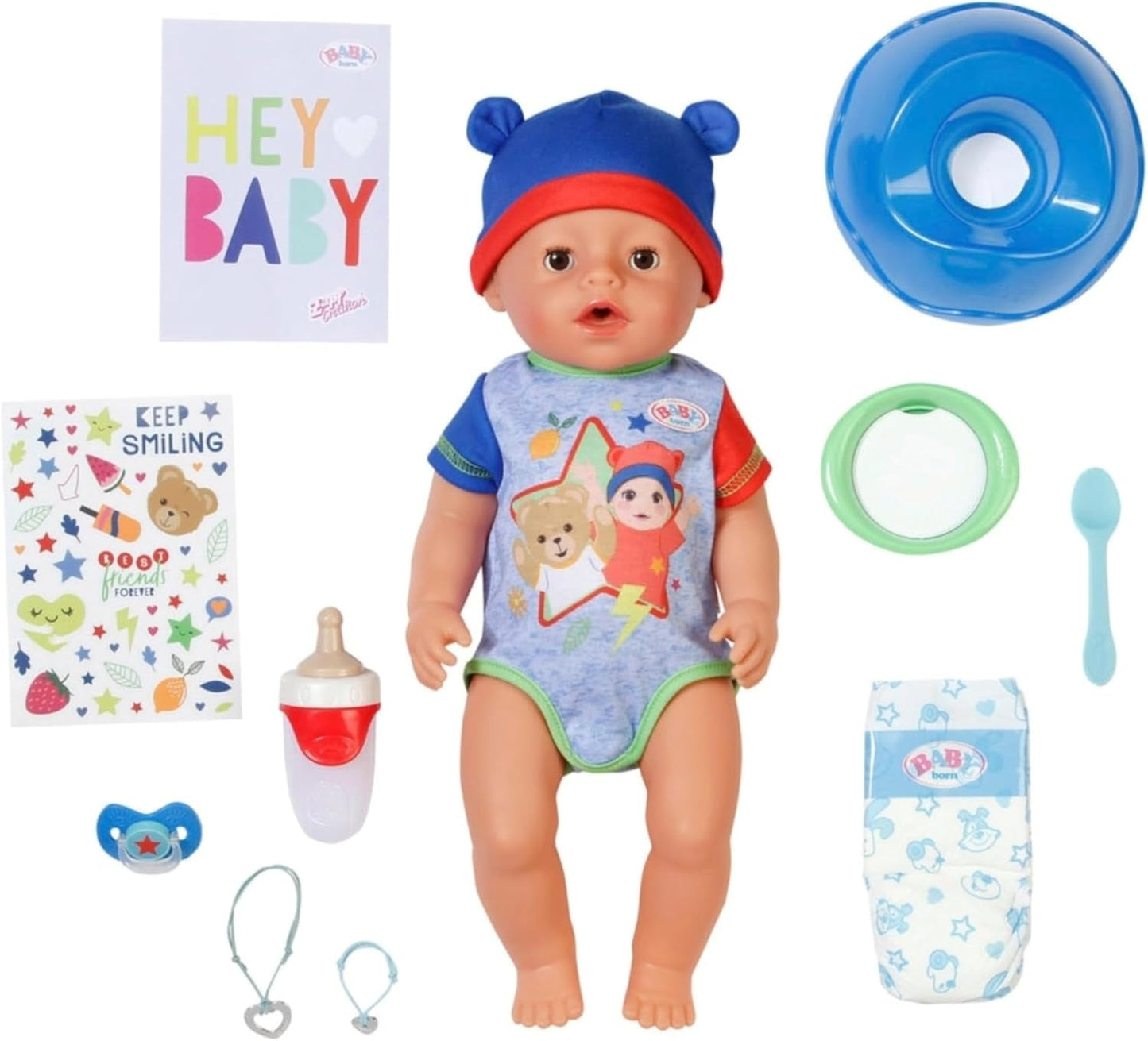 BABY Born Jonas - muñeco bebé 43 cm - 10 funciones incluidos accesorios y colchón - Funciona completamente sin pilas - Apto para niños a partir de 3 años
