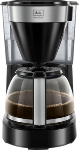 Melitta Easy Top - Cafetera espresso con filtro y jarra de cristal, para hasta 10 tazas de café, negro/acero inoxidable