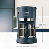 Ufesa CG7114 Cafetera de filtro Capriccio, 6 tazas, 600W, jarra 0,6L, sistema antigoteo, apagado automático, azul