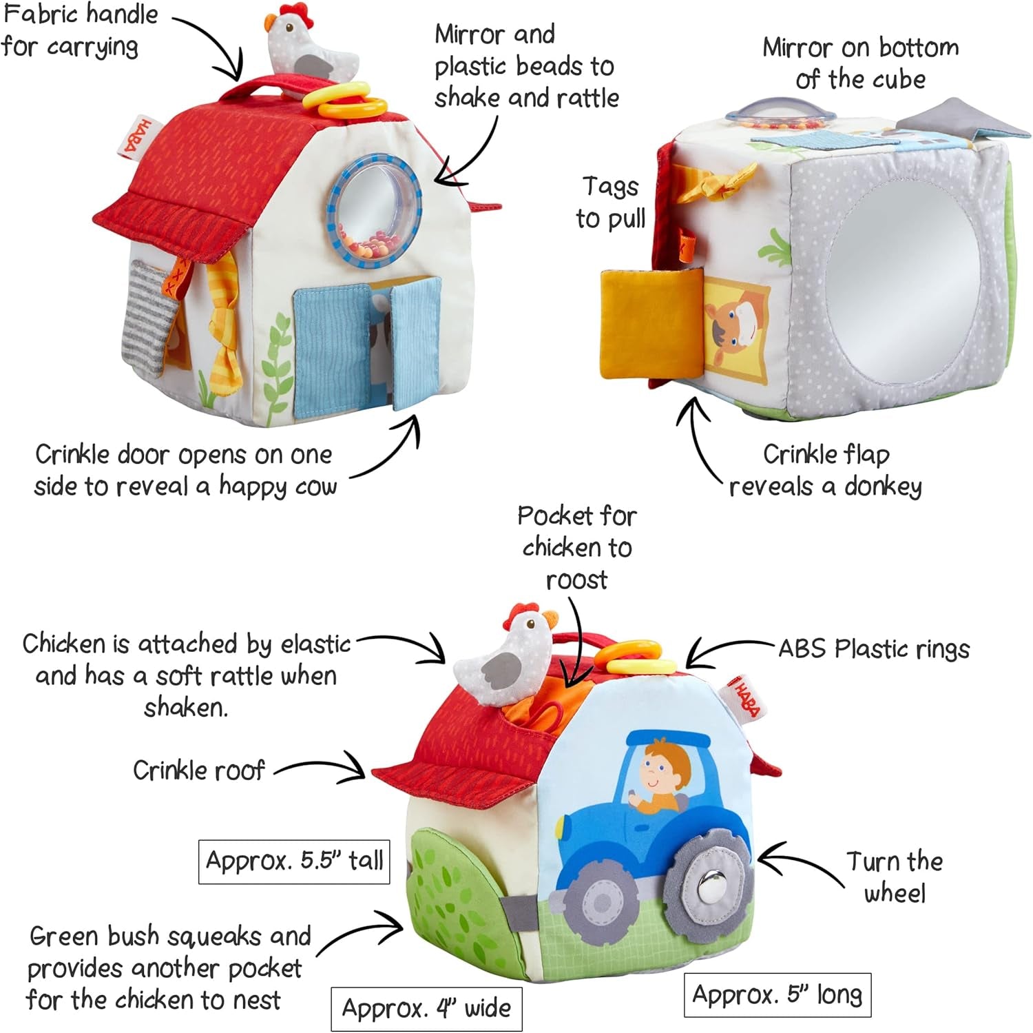HABA 306383 - Granja de cubos de juego, juguete multifuncional a partir de 6 meses Juguetes para bebés Naty Shop