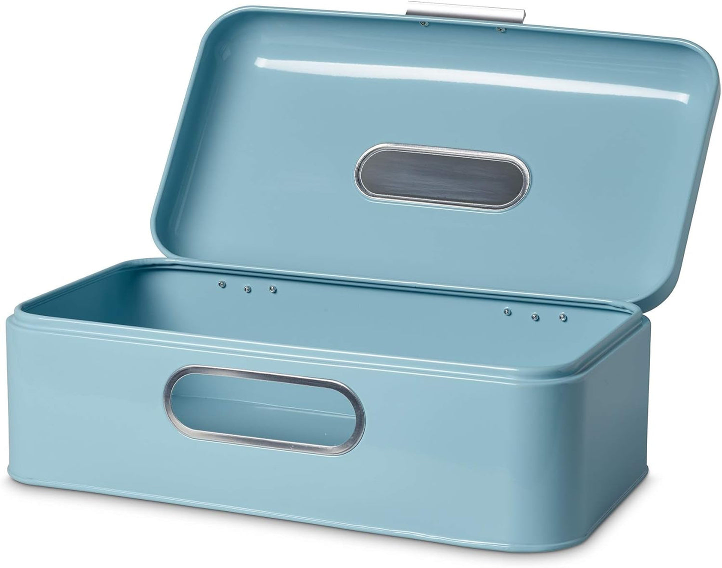 ECHTWERK Panera de metal retro con ventana y tapa, juego de 3 elegantes cajas de almacenamiento, capacidad de 1,4 l, cajas de almacenamiento de alimentos rojas Naty Shop azul claro grande individual