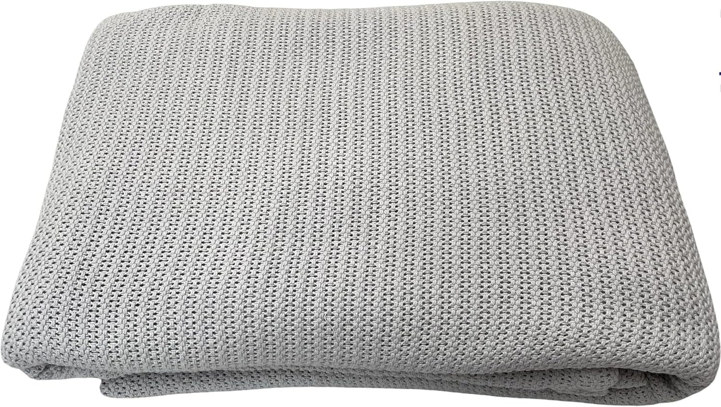 Family Bedding Manta Celular Rosa para Cama Doble, Algodón, Colcha Grande Reversible, Manta Celular Tradicional, Ligera, Térmica, Suave, Edredones y Edredones de 230 X 230 Cm Naty Shop Cama Individual Gris (180X230Cm)