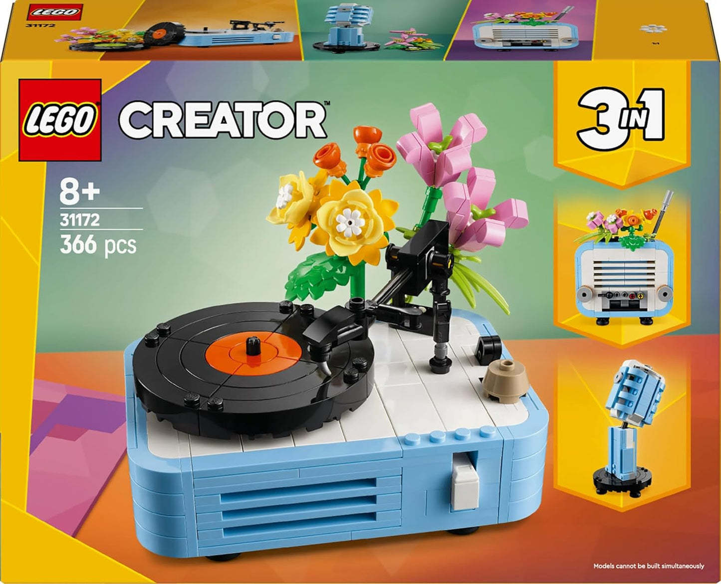LEGO Creator Tocadiscos 3 en 1 con flores - Juguete convertible en radio o micrófono - Juguetes musicales para niños - Idea de regalo creativa para niñas y niños a partir de 8 años 31172 Juegos de construcción Besuche den LEGO-Store