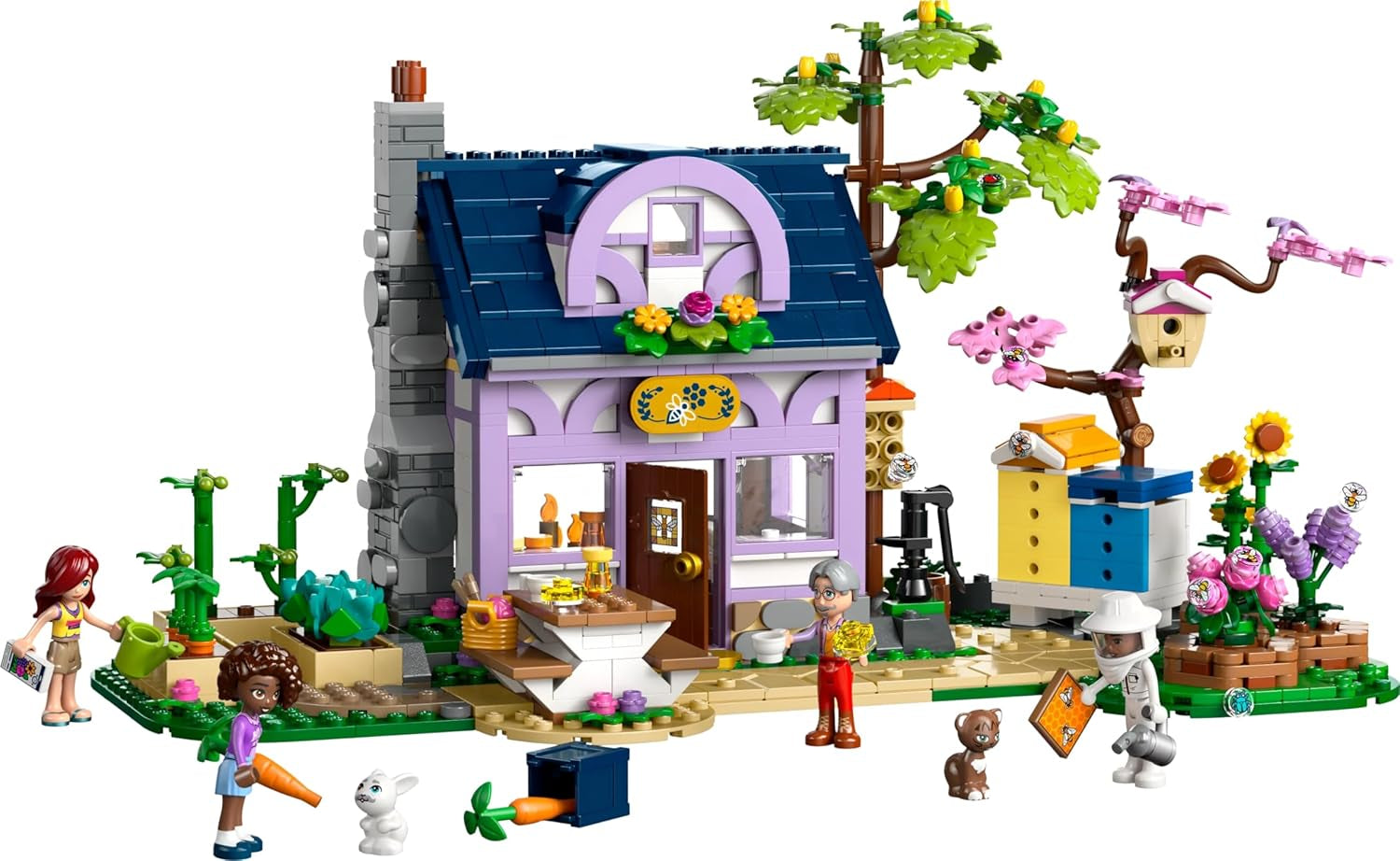 LEGO Friends Casa y jardín de flores Set de construcción El Apicultor Set de juego natural Regalo para niñas mayores de 12 años Set de modelos para construir 4 minifiguras y figuras de animales Gato y conejo 42669 Juegos de construcción Besuche den LEGO-Store