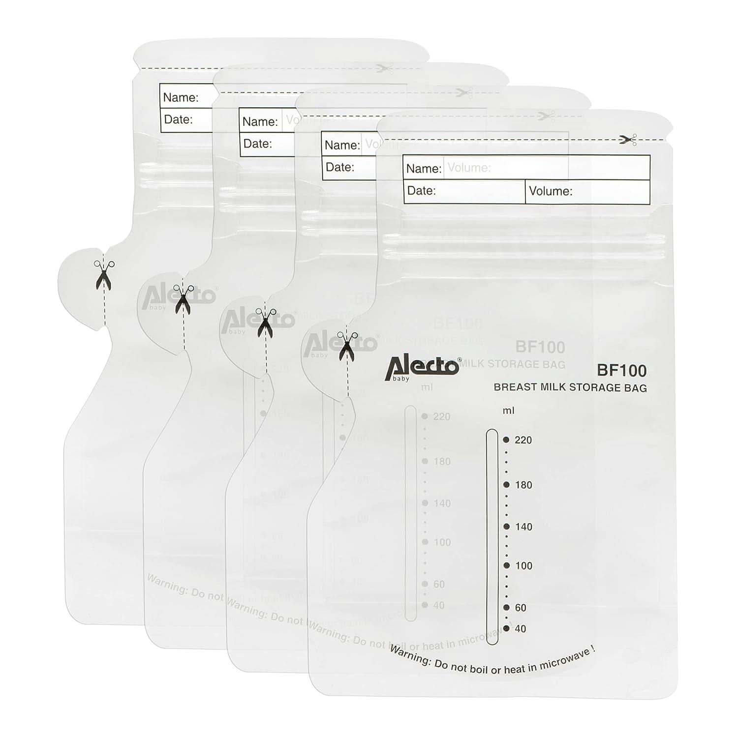 BF100 Bolsa de almacenamiento para leche materna - Bolsa para leche materna - capacidad 220 Ml - 100 piezas - Transparente Alimentación y Accesorios Lactancia Bebe Naty Shop