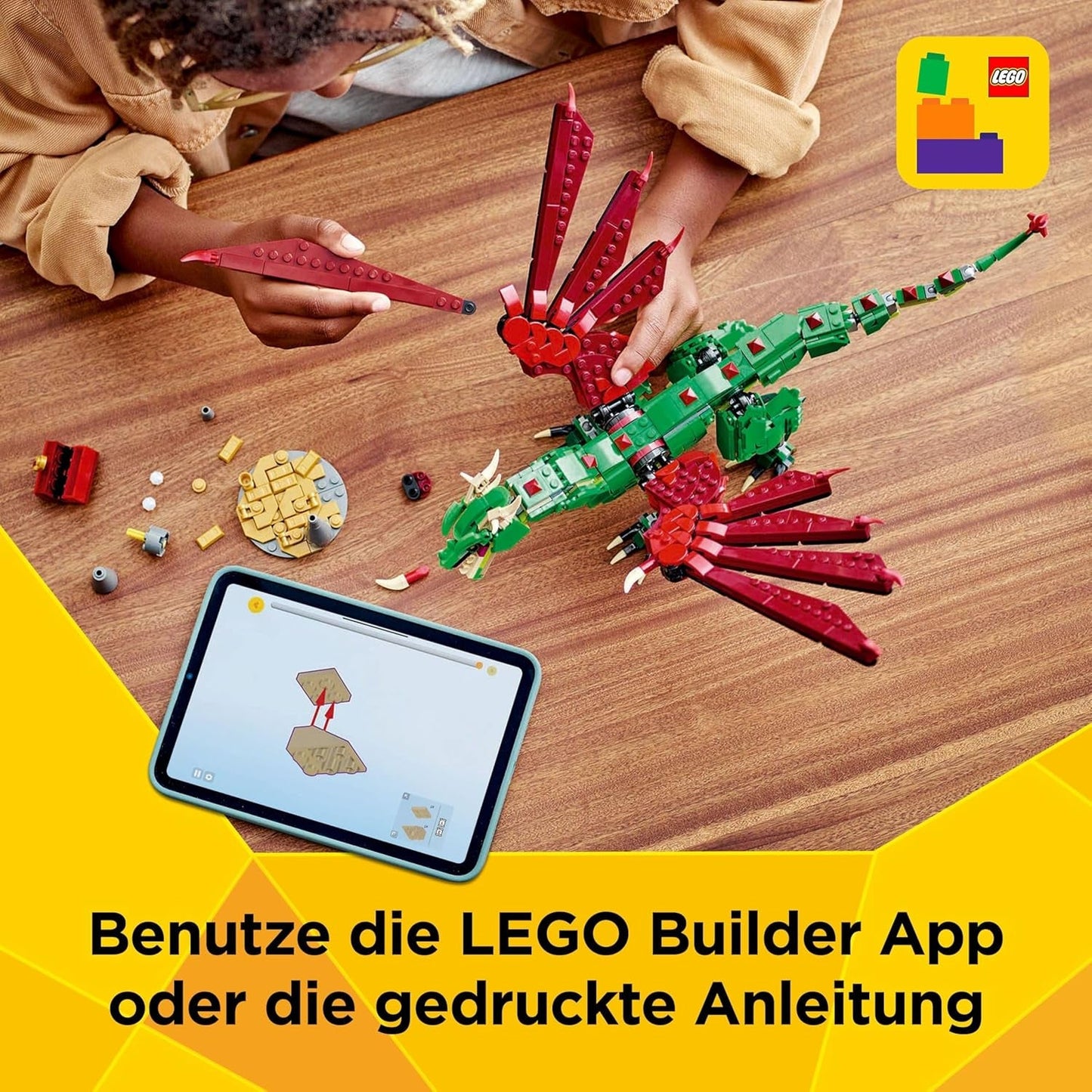 LEGO Creator Dragón Verde 3 en 1 - Juguete - Se convierte en serpiente marina o fénix - Juguete de construcción de animales para niños - Regalo para niños y niñas a partir de 9 años 31161 Juegos de construcción Besuche den LEGO-Store