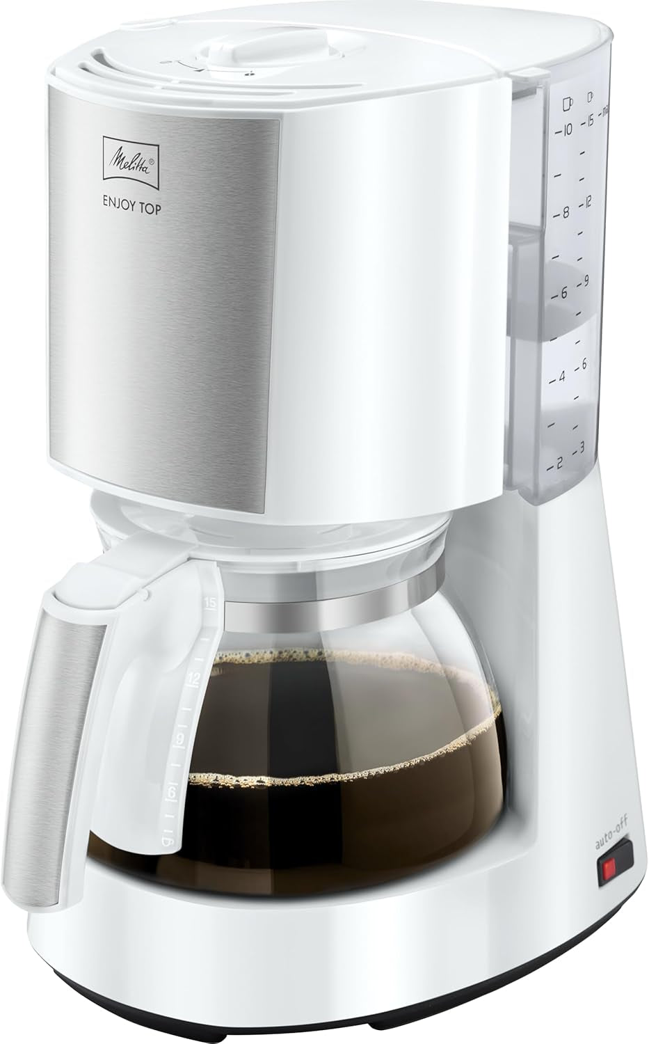 Melitta Enjoy Top Therm - Cafetera espresso con filtro y jarra térmica en acero inoxidable, para hasta 10 tazas de café, negro/acero inoxidable