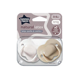 Chupetes de látex de cereza Tommee Tippee 0-6 meses, paquete de 2 chupetes en bolsa de látex 100% natural