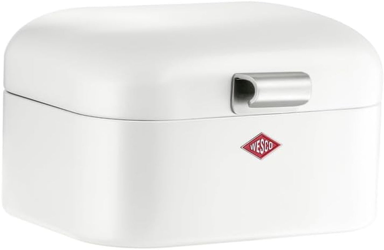 Panera Wesco Mini Grandy en color rosa, chapa de acero con recubrimiento en polvo, orificios de ventilación y asa estable, cajas para guardar alimentos Naty Shop blanco