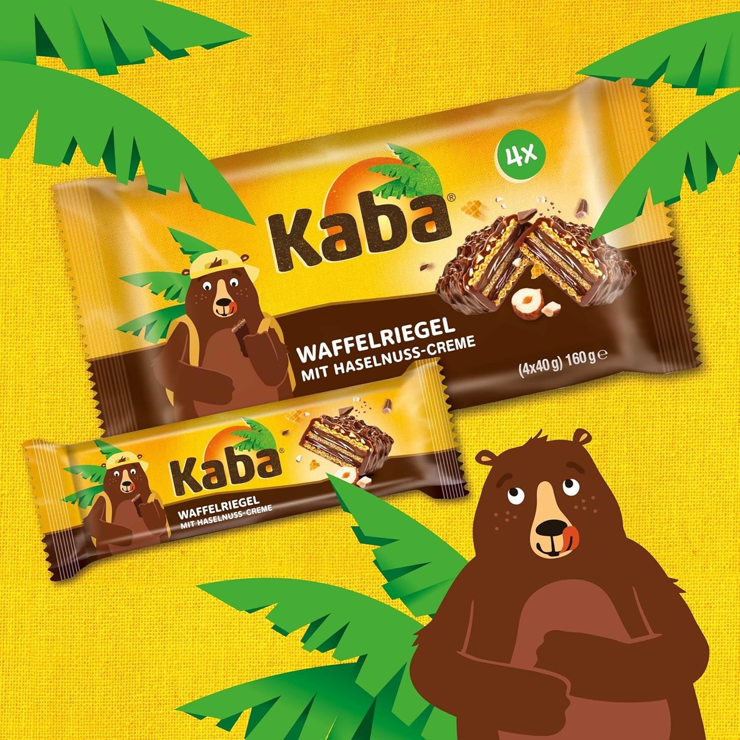 Barritas Kaba Napolitanas 40g, 4 barritas crujientes rellenas de barquillos y fina crema de avellanas, en multipack con original sabor Kaba