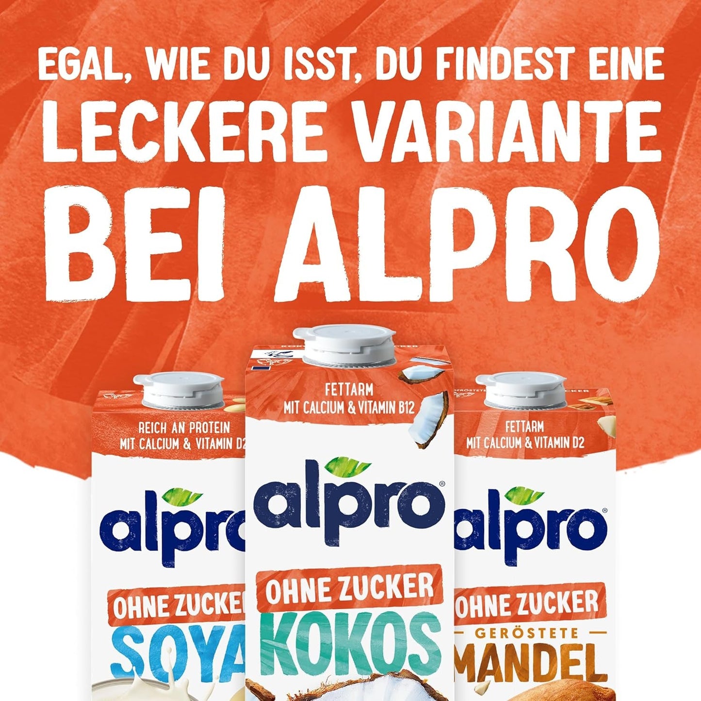 Alpro Kokosnussdrink ohne Zucker – Ohne Süßstoffe – Vegan und milchfrei – Von Natur aus lactosefrei und fettarm – Rico en calcio y vitaminas – 8 x 1 L