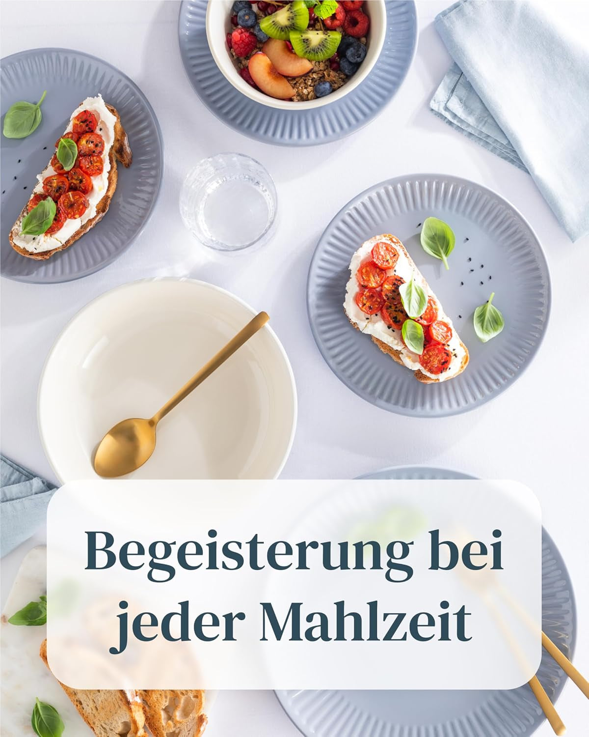 Vajilla de cerámica para 6 personas, Hygge, 24 piezas. GANADOR DE LA PRUEBA Juego de platos y cuencos de gres escandinavo Dreamy, servicio de mesa para 6 juegos de vajilla Pure Living en gris azul