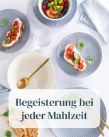 Vajilla de cerámica para 6 personas, Hygge, 24 piezas. GANADOR DE LA PRUEBA Juego de platos y cuencos de gres escandinavo Dreamy, servicio de mesa para 6 juegos de vajilla Pure Living en gris azul