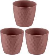 Juego de 5 macetas marrones, diámetro 16 cm - Macetas de plástico resistentes - Jardinera decorativa con opción de drenaje - Maceta elegante para interior y exterior