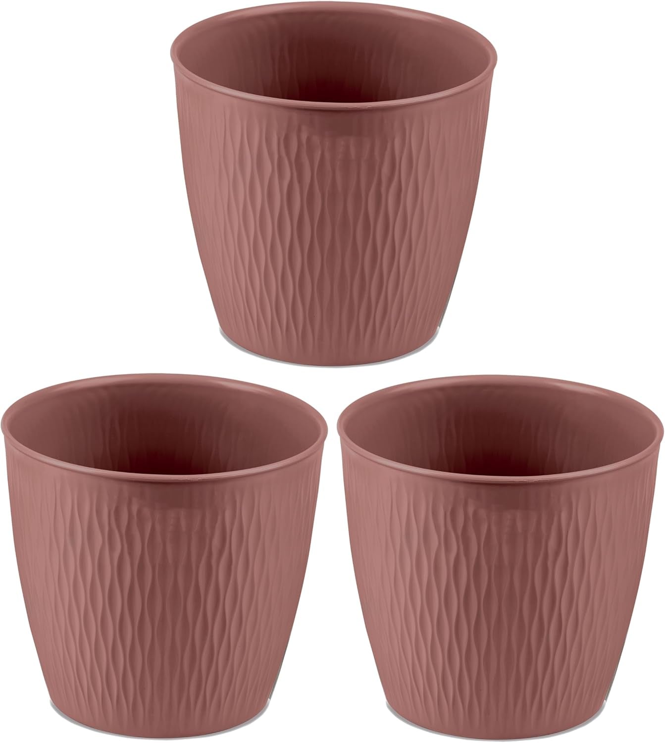 Juego de 5 macetas marrones, diámetro 16 cm - Macetas de plástico resistentes - Jardinera decorativa con opción de drenaje - Maceta elegante para interior y exterior
