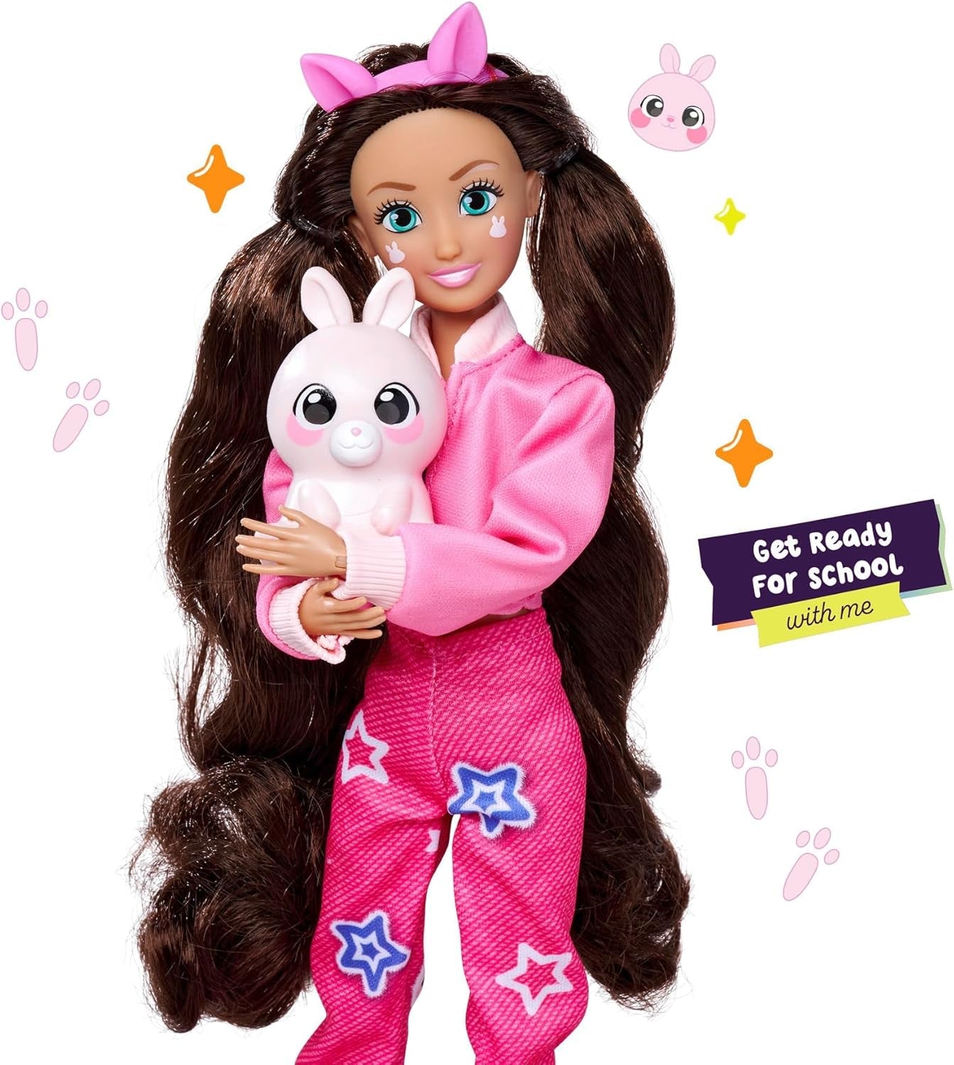 Simba 105953975 - Muñeca Lucy Kawaii Hi Dress-Up (26cm) - Muñeca articulada de Peluquería, Conejo de Pelo Largo y Accesorios Juguete para 4 años en adelante