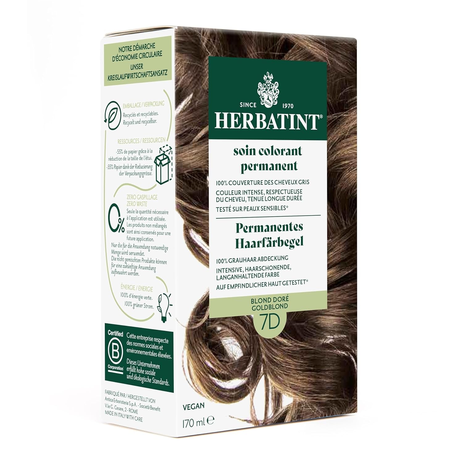 Tinte permanente en gel 6N rubio oscuro - 170 ml I Sin amonia, 100% de cobertura de las canas I Probado en pieles sensibles, con 8 extractos de plantas
