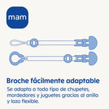 Chupete MAM, apto para todo tipo de chupetes, mordedores y juguetes, longitud regulable, incluye cubretetina, lavable, neutro, 1 unidad, surtido