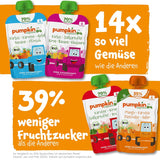 Pumpkin Organics bolsas de verduras y cereales ecológicos, pack de 8: Pera, Fresas, Boniatos, Remolacha, Plátano, Avena - Sin azúcares añadidos¹ - A partir de 6 meses - como snack o alimento complementario en el paquete (8 x 100g)