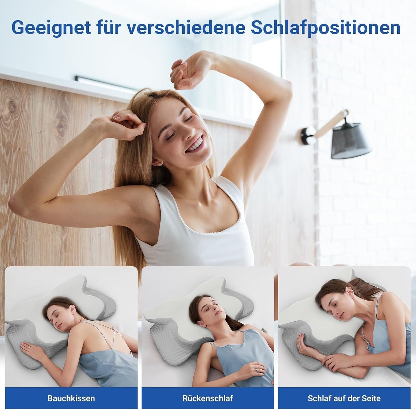 NVKHG Almohada De Espuma Viscoelástica Almohada Ergonómica para El Cuello Almohada para La Cabeza, Almohada De Espuma Viscoelástica Almohada para La Cabeza para Dormir De Lado, Boca Arriba Y Boca Abajo para Mejorar La Calidad del Sueño, 60X41X13/11Cm Almohadas Ortopédicas Cervicales Naty Shop