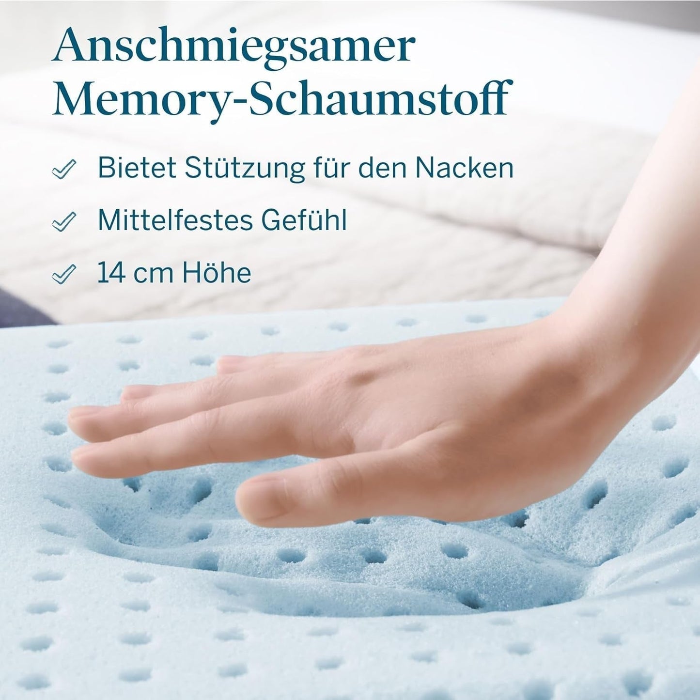 Almohada viscoelástica con gel LUCID 40x60 cm - transpirable - efecto refrescante - funda lavable - almohada con certificado Oeko-Tex, blanco