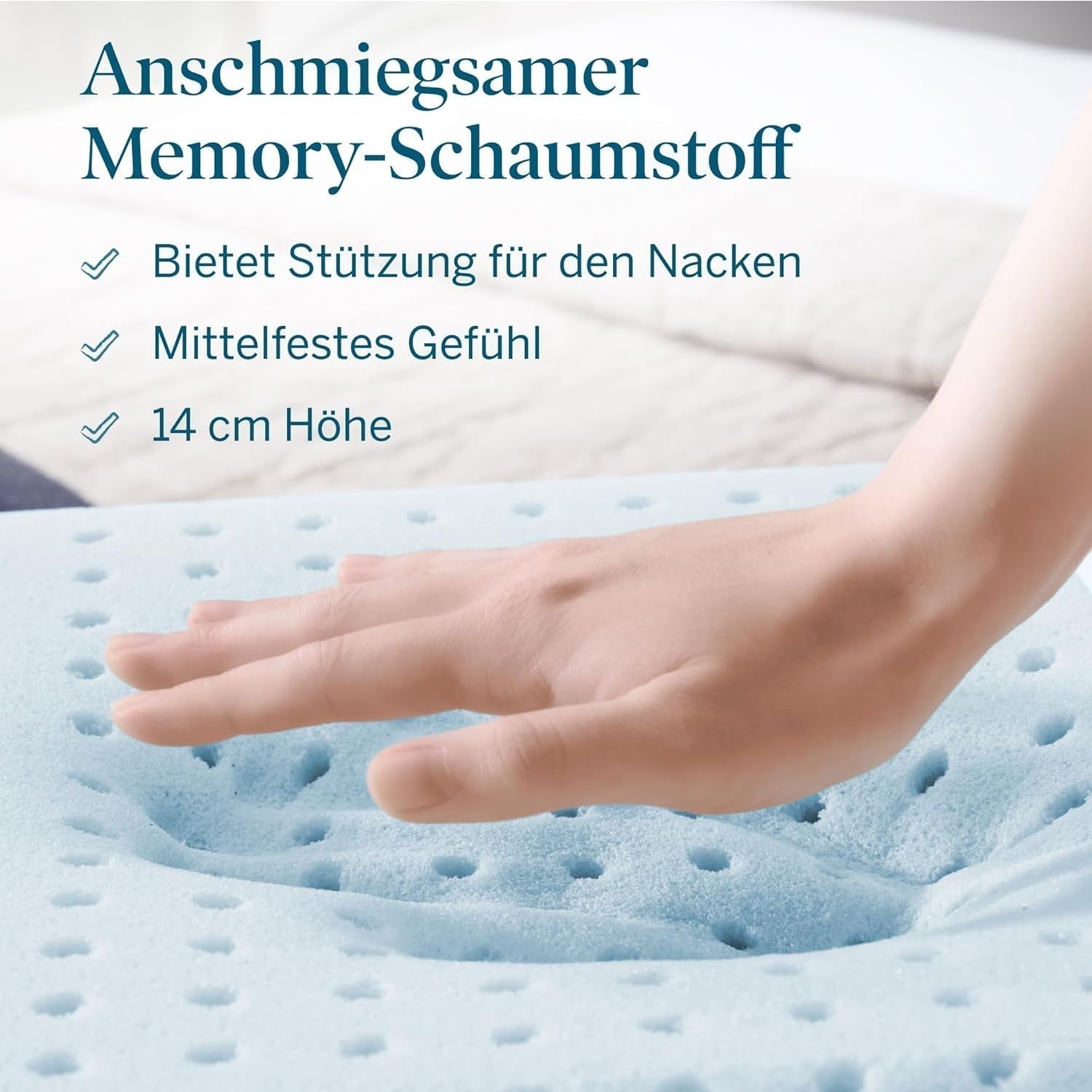 Almohada viscoelástica con gel LUCID 40x60 cm - transpirable - efecto refrescante - funda lavable - almohada con certificado Oeko-Tex, blanco