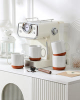 Juego de tazas de café MALACASA, juego de tazas de gres de 350ml para 4 personas, tazas de café modernas para té, zumo, café con leche, capuchino, chocolate caliente. Apto para lavavajillas y microondas, serie TARA, blanco caqui