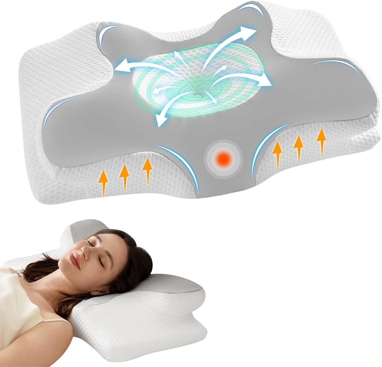 Homyrium Almohada Cervical Ergonómica Almohada Ortopédica Almohada de Espuma con Memoria Almohada de Soporte para el Cuello Almohada Antirronquidos Almohada para Dormir de Lado Espalda Almohada Estómago Gris Almohadas Ortopédicas Cervicales Naty Shop Gris