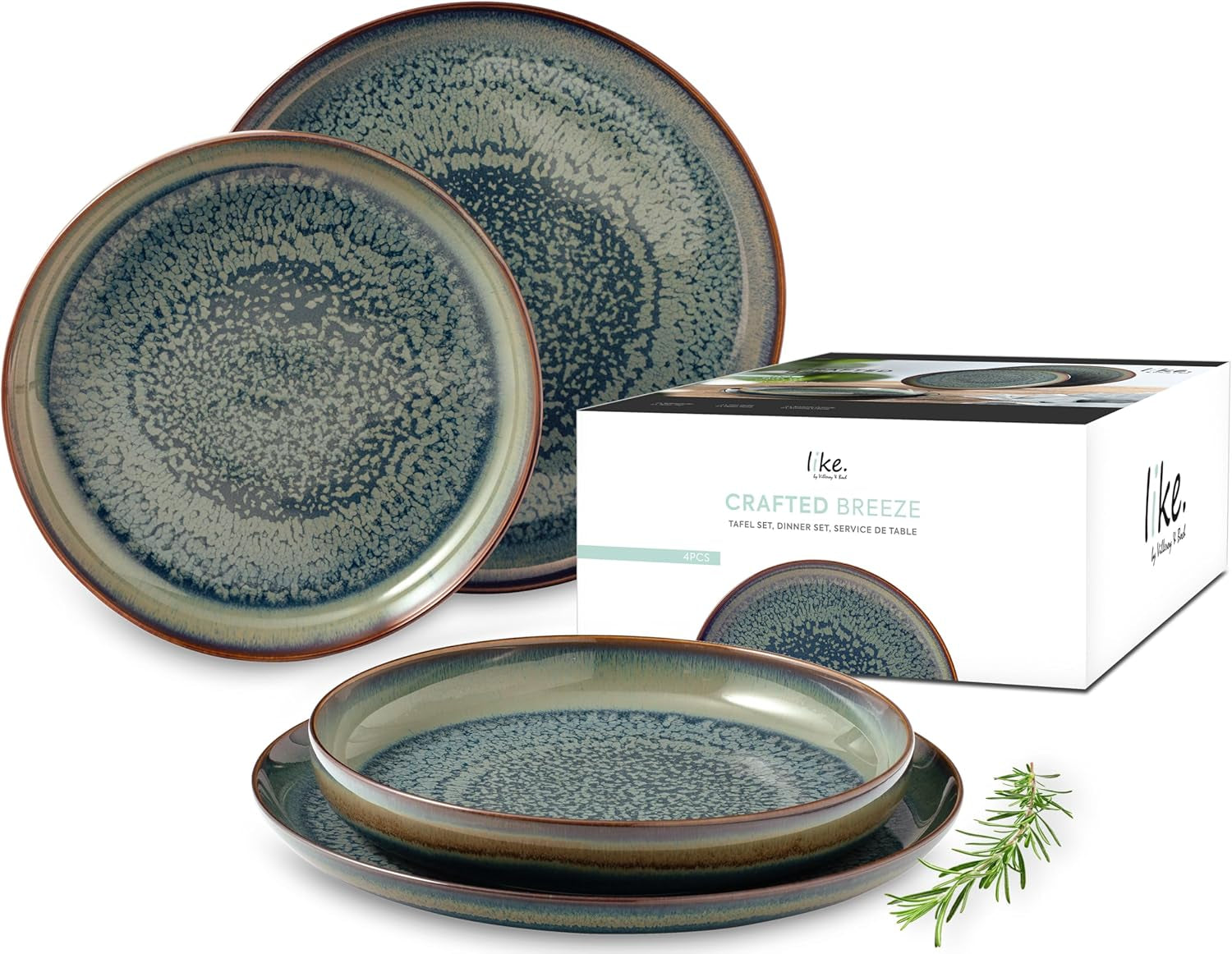 Vajilla Crafted Breeze de Villeroy & Boch, 4 piezas, para 2 personas, verde