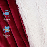 Komfortec acogedora manta 150X200 Cm, manta polar mullida con certificado Oeko-Tex, cálida manta sherpa para el sofá, manta gruesa para el sofá, color burdeos Camas y mantas Besuche den Komfortec-Store