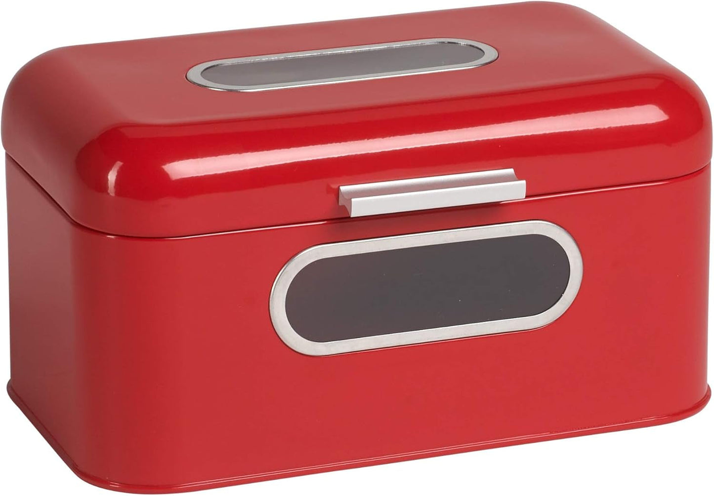 ECHTWERK Cesta de pan de metal retro con ventana y tapa, juego de 3 elegantes cajas de almacenamiento, capacidad de 1,4 l, cajas de almacenamiento de alimentos rojas Naty Shop Red S Single