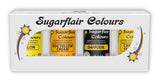 Sugarflair pasta colorante alimentario amarillo juego de 4 pasta colorante alimentario fondant mazapán pasta de azúcar crema de mantequilla y más: narciso amarillo canario crema huevo melón juego de 4