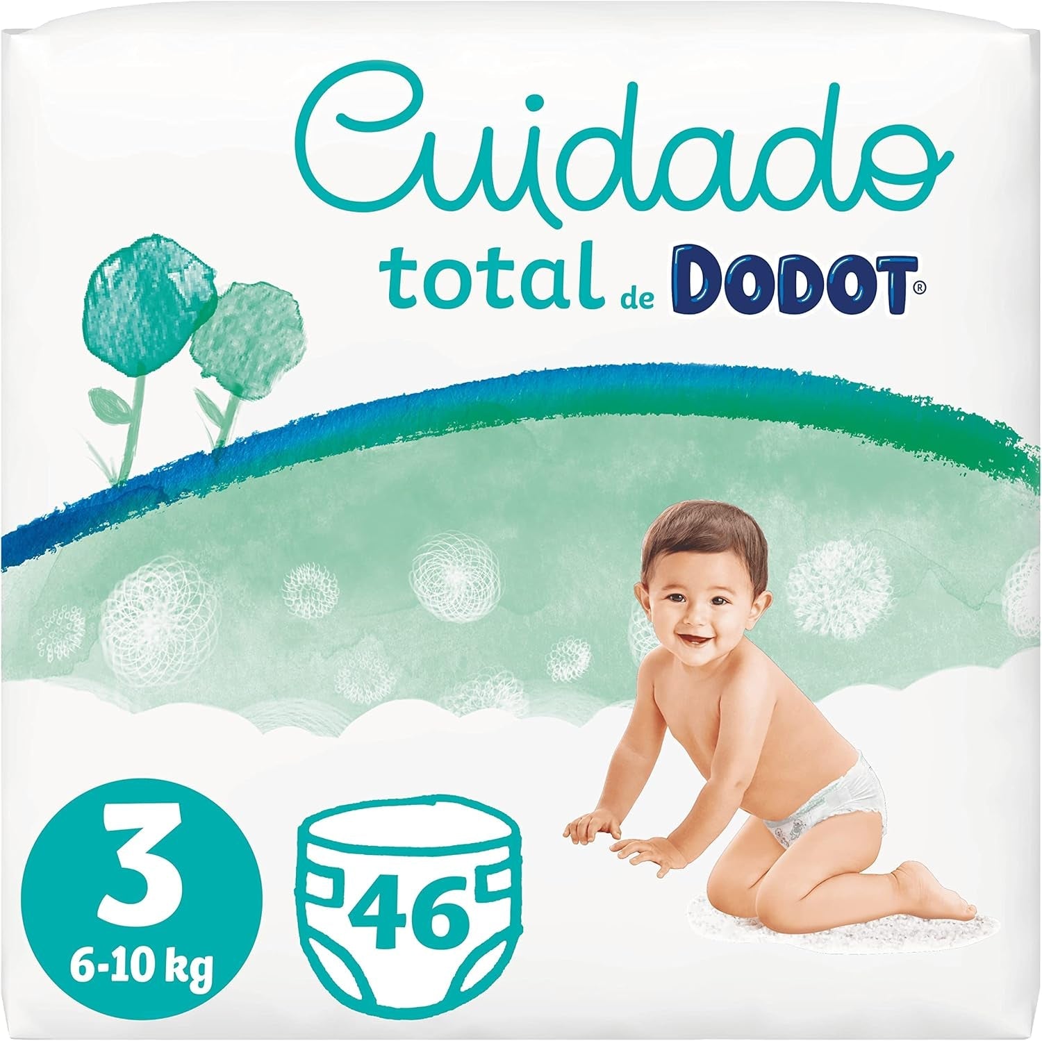 Pañales Total Care, talla 3, 46 pañales, protección suave para la piel, con materiales de origen vegetal