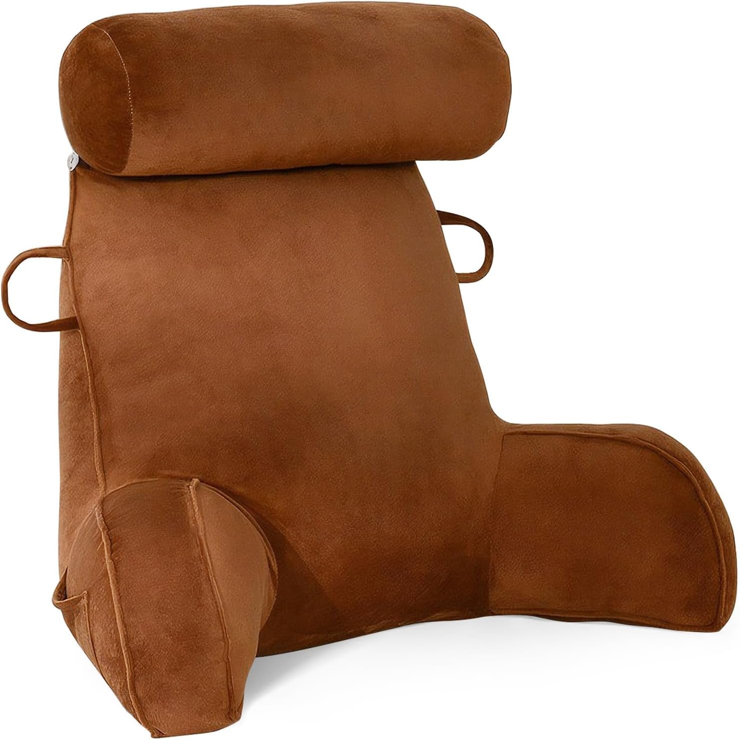 Almohada de lectura XL para cama y sofá con rollo para el cuello desmontable, almohada de espalda ideal para adultos con espuma viscoelástica para leer cómodamente, trabajar, jugar, mirar televisión, relajarse (rosa)
