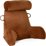 Almohada de lectura XL para cama y sofá con rollo para el cuello desmontable, almohada de espalda ideal para adultos con espuma viscoelástica para leer cómodamente, trabajar, jugar, mirar televisión, relajarse (gris)