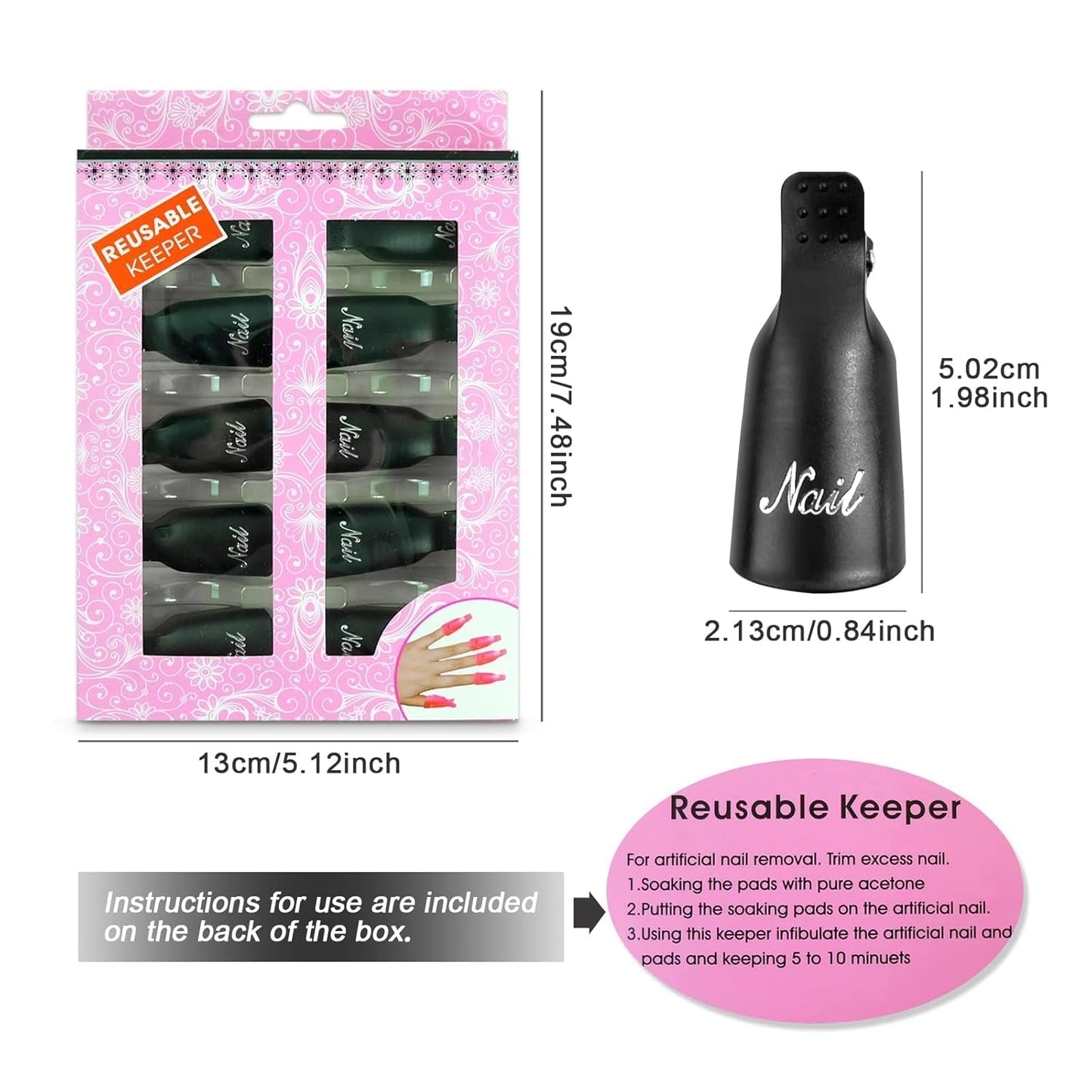 Hanyousheng Nagellacentferner Clips, Nagel Clips, 10 Stück Schwarz Nagelclips, Nagel Klammer, Nails Art ​Gel Cap, Soak off Clip Cap UV Gel Poliermittel Entferner Wrap Nail Tool