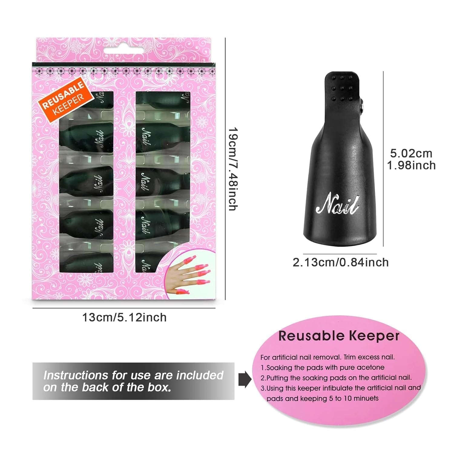Hanyousheng Nagellacentferner Clips, Nagel Clips, 10 Stück Schwarz Nagelclips, Nagel Klammer, Nails Art ​Gel Cap, Soak off Clip Cap UV Gel Poliermittel Entferner Wrap Nail Tool